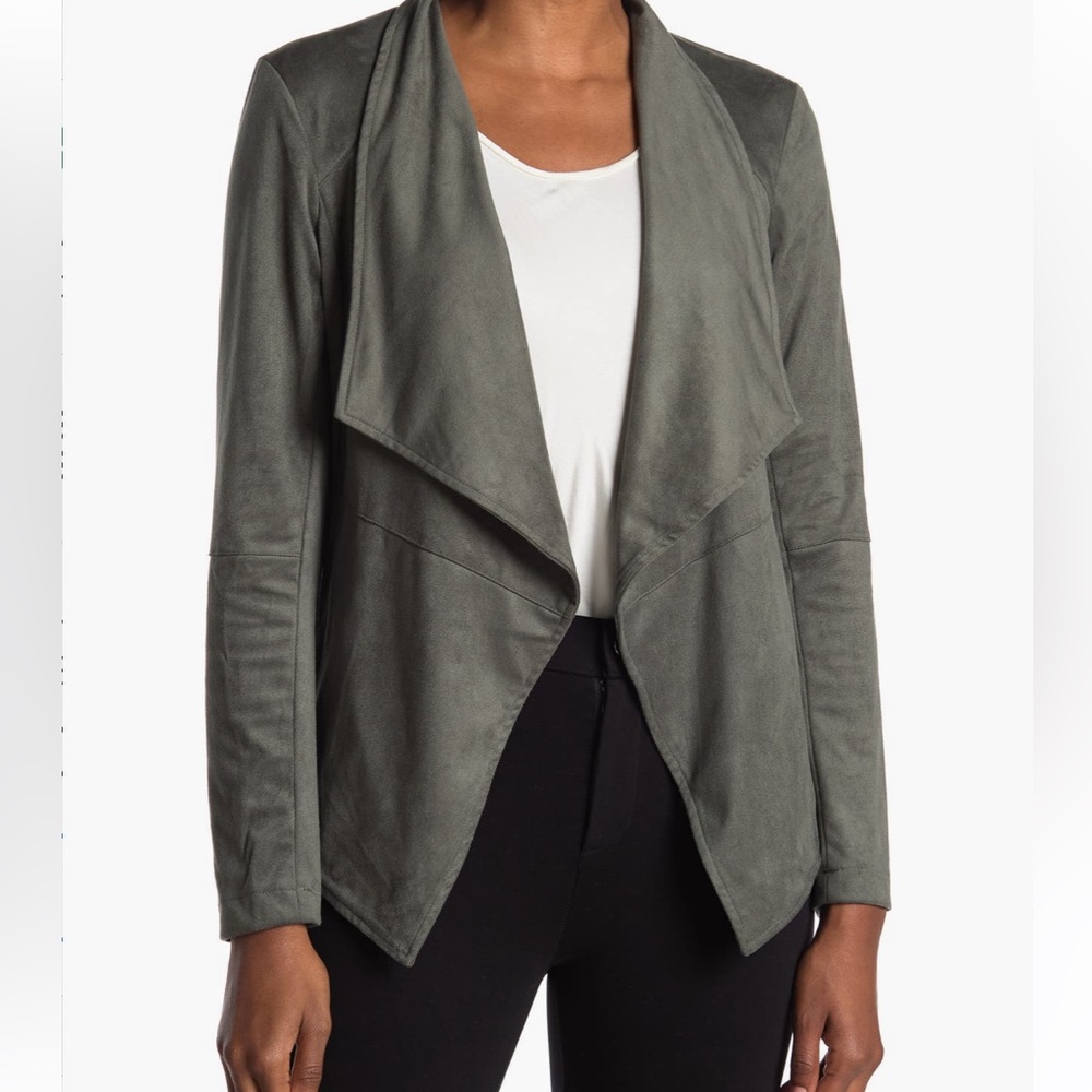 NWT Steve Madden wade faux suede surplus Green open Draped Jacket size L